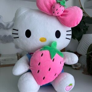 Hello Kitty Plush with Pink Strawberry Bow